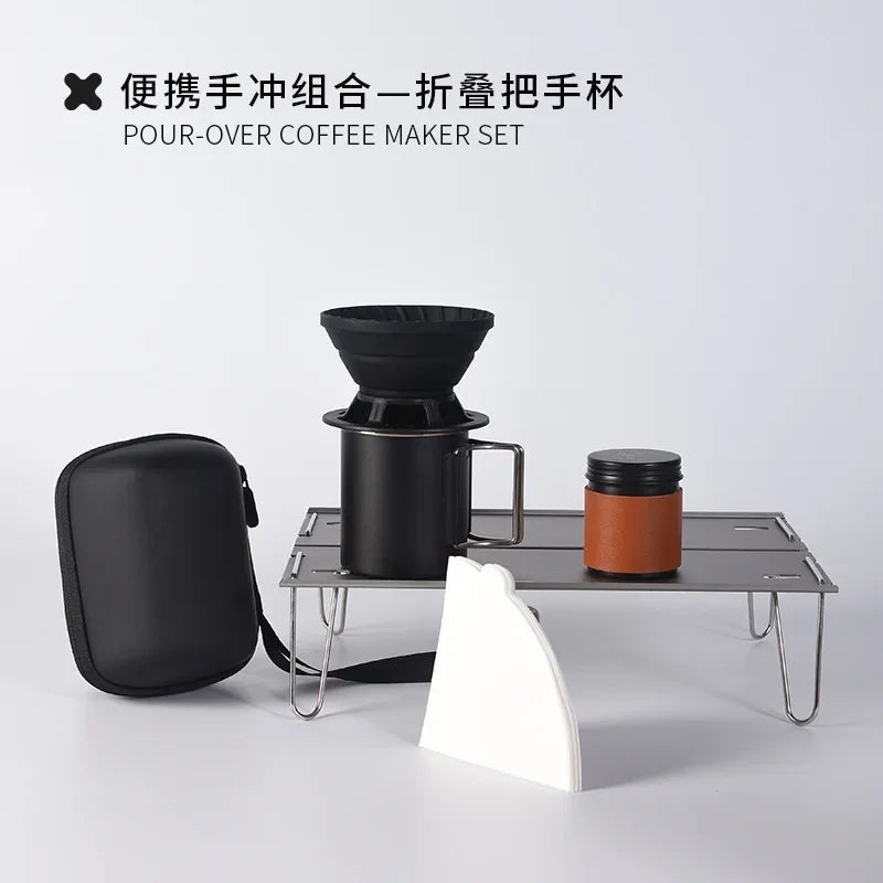 Travelling Hand Brewed Coffee Set,Outdoor Car Carrying Camping Portable Silicone Filter Mug,Entry Level Coffee Utensils
