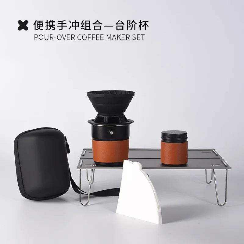 Travelling Hand Brewed Coffee Set,Outdoor Car Carrying Camping Portable Silicone Filter Mug,Entry Level Coffee Utensils